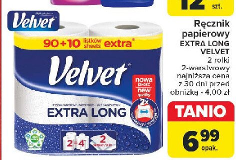 Ręcznik papierowy Velvet extra long promocja w Carrefour Market