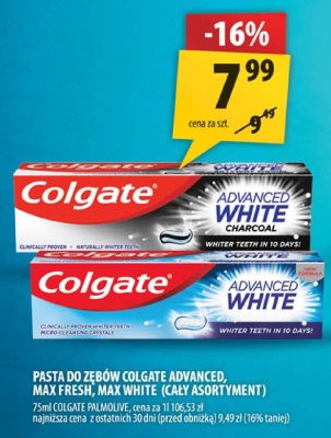 Pasta do zębów Colgate Advanced Max Fresh, Max White (cały asortyment) promocja w Arhelan