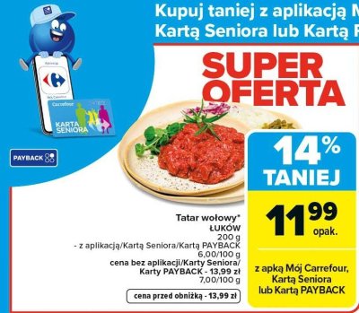 Mięso tatar wołowy ŁUKÓW promocja w Carrefour Market