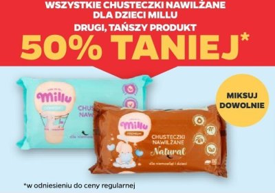 Chusteczki nawilżane dla dzieci Millu drugi -50% taniej promocja w Netto