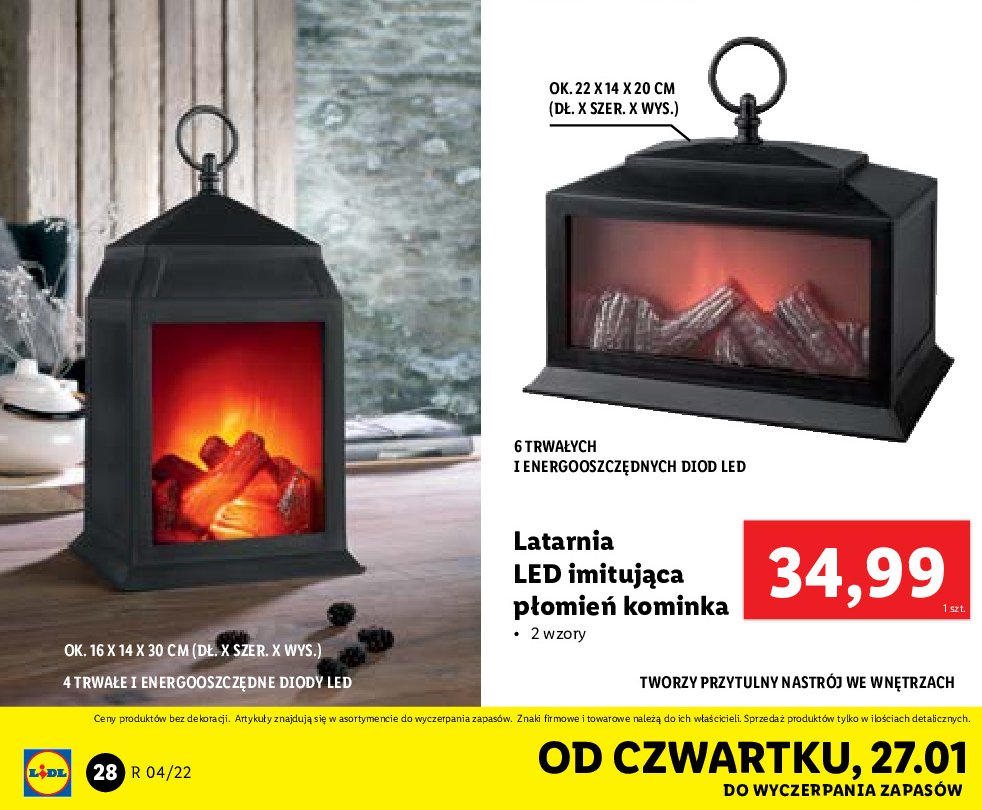 Latarnia led imituj膮ca p艂omie艅 kominka 16 x 14 x 30 cm promocja