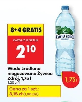 Woda źródlana niegazowana  promocja w Biedronka