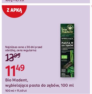 Pasta do zębów z węglem drzewnym z bambusa Bio madent promocja