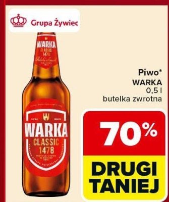 Piwo WARKA 0,5 l butelka zwrotna promocja w Carrefour