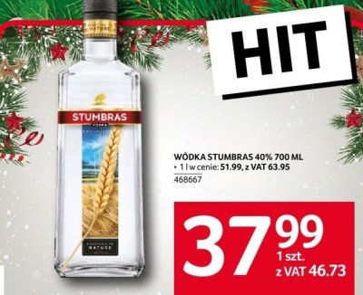 Wódka Stumbras 40% 700 ml promocja w Selgros