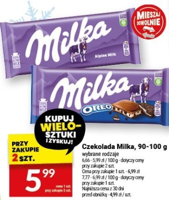 Czekolada Milka, 90-100 g promocja w Twój Market