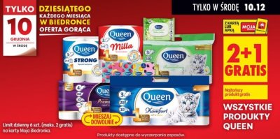Papier toaletowy Queen różne rodzaje promocja w Biedronka