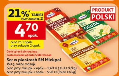 Ser w plastrach SM Mlekpol różne rodzaje promocja w Auchan