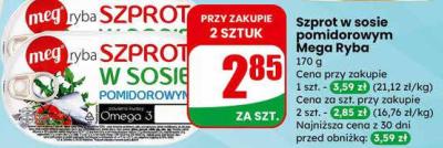 Szprot w sosie pomidorowym  promocja w Dino
