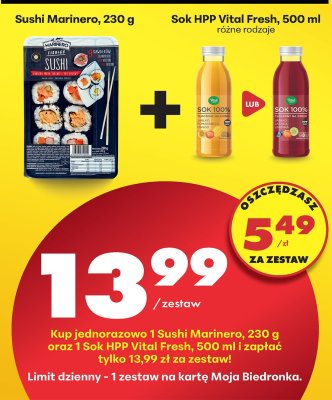Sok HPP Vital Fresh, różne rodzaje promocja w Biedronka