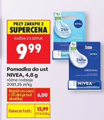 Pomadka do ust NIVEA, 4,8 g promocja w Biedronka