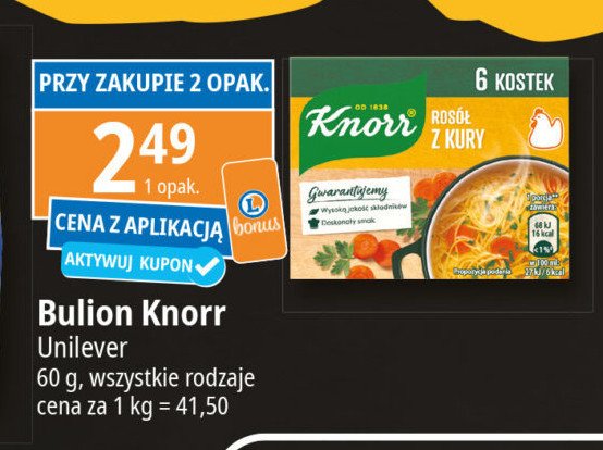 Rosół z kury w kostkach Knorr promocja w Leclerc