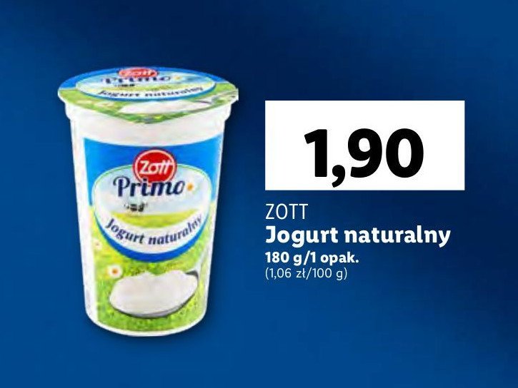 Jogurt naturalny Zott primo promocja w Lidl