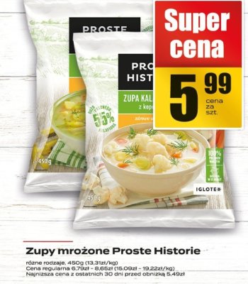 Zupy mrożone Proste Historie promocja w Supeco