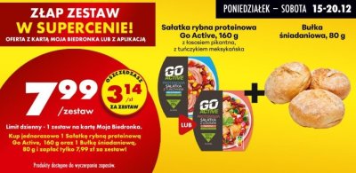 Zestaw: Sałatka rybna proteinowa Go Active + bułka śniadaniowa promocja w Biedronka