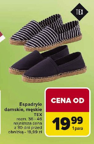 Espadryle damskie 36-46 Tex promocja w Carrefour