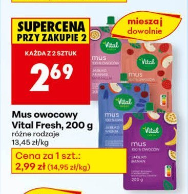 Mus owocowy Vital Fresh, 200 g promocja w Biedronka