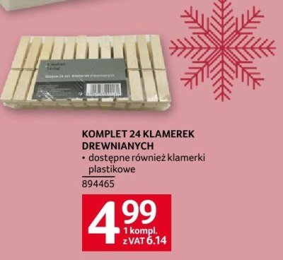 Komplet 24 klamerek drewnianych na taśmie również klamerki plastikowe promocja w Selgros