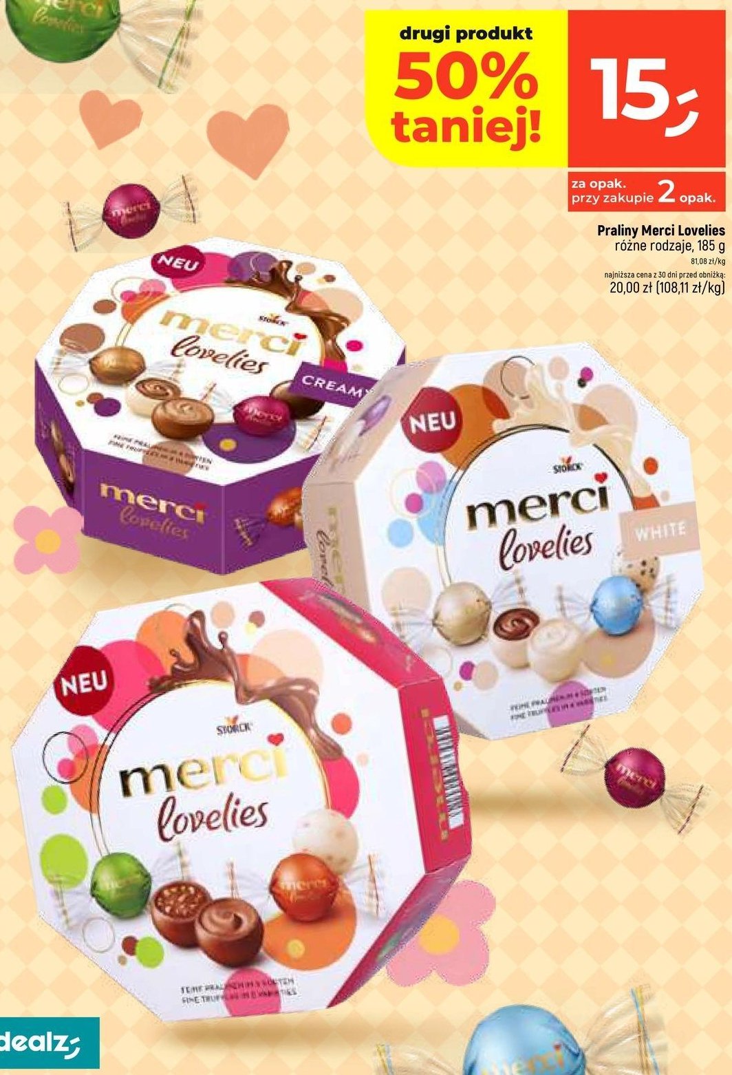 Praliny creamy Merci lovelies promocja w Dealz