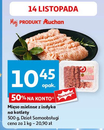 Mięso mielone z indyka na kotlety Auchan promocja