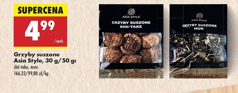 Grzyby suszone mun Asia style promocja w Biedronka