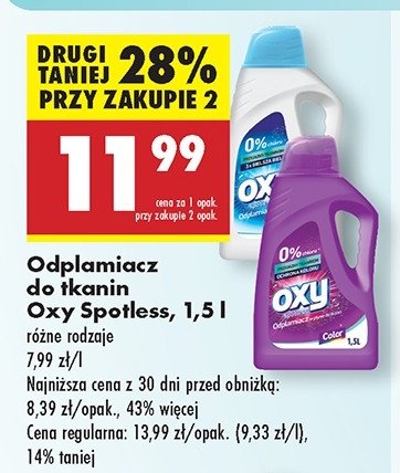 Odplamiacz do tkanin color Oxy spotless promocja w Biedronka
