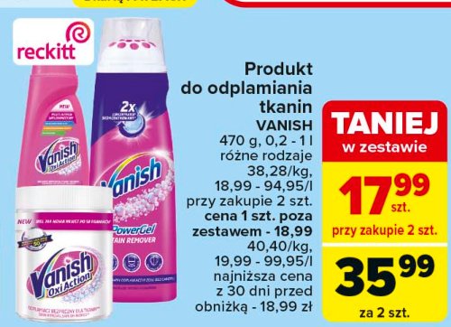 Odplamiacz w proszku do białego Vanish gold oxi action promocja