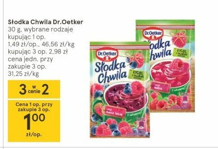 Kisiel malinowy z kawałkami owoców Dr. oetker słodka chwila promocja