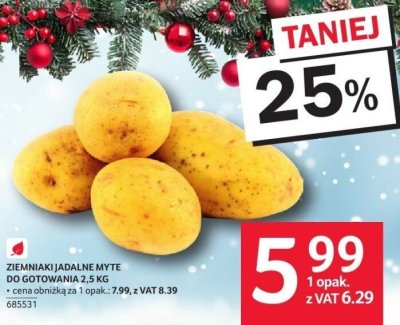 Ziemniaki jadalne myte do gotowania promocja w Selgros