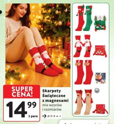 Skarpety świąteczne z magnesami Moraj promocja w Intermarche