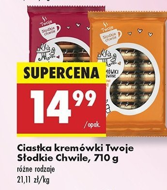 Ciastka kremówki dekorowane wiśniowe Twoje słodkie chwile promocja w Biedronka