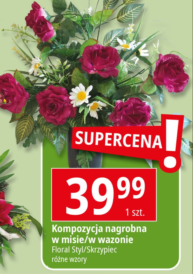 Kompozycja nagrobna w misie Skrzypiec promocja w Carrefour
