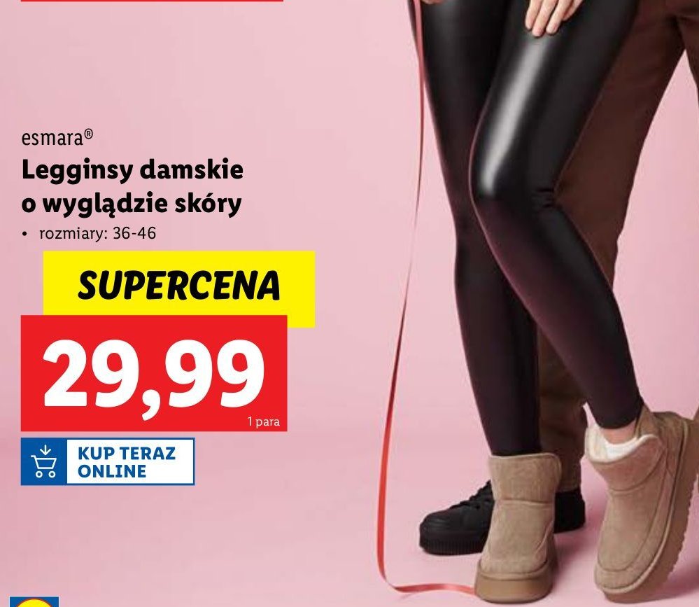 Legginsy damskie o wyglądzie skóry 36-46 Esmara promocja w Lidl