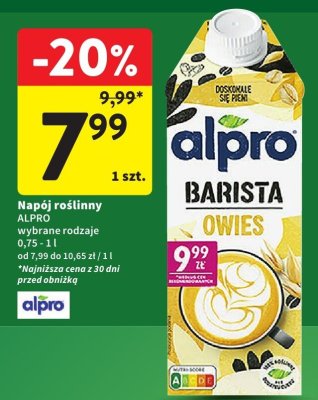 Napój roślinny ALPRO wybrane rodzaje promocja w Intermarche