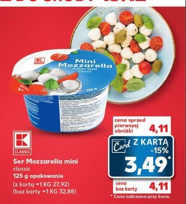 Mozzarella mini K-classic promocja