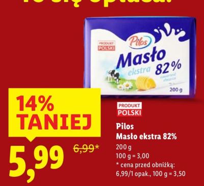 Masło ekstra 82% Pilos promocja w Lidl