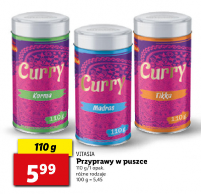 Przyprawa madras curry puszka Vitasia promocja