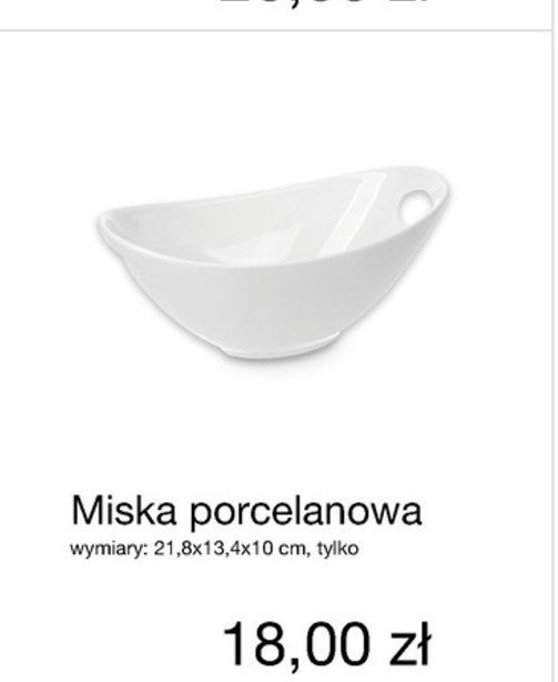 Miska porcelanowa 21.8 x 13.4 x 10 cm promocja