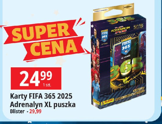 Karty fifa 365 2025 adrenalyn xl puszka Panini promocja w Leclerc