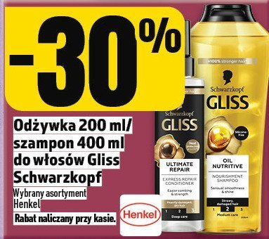 Odżywka 200 ml / szampon 400 ml do włosów Gliss Schwarzkopf promocja w TOPAZ