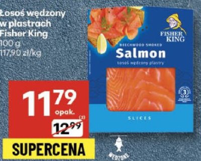 Łosoś wędzony w plastrach Fisher King promocja w Delikatesy Centrum
