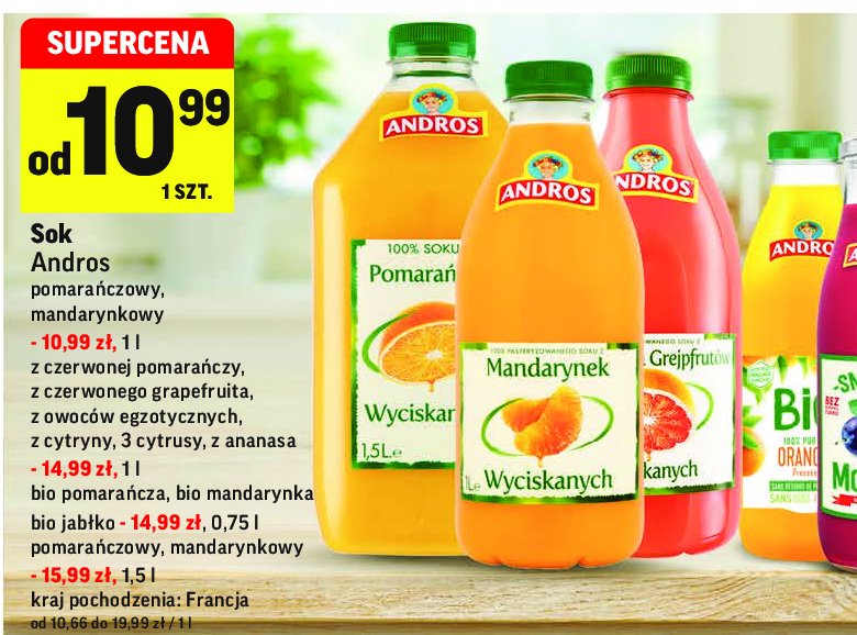Sok pomarańczowy bio Andros promocja