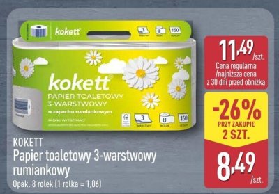 Papier toaletowy 3-warstwowy rumiankowy Kokett promocja w Aldi