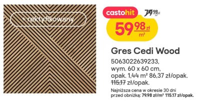 Gres Cedi Wood, wym. 60 x 60 cm promocja w Castorama