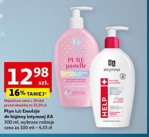 Emulsja do higieny intymnej Aa intymna pure pastelle promocja w Auchan