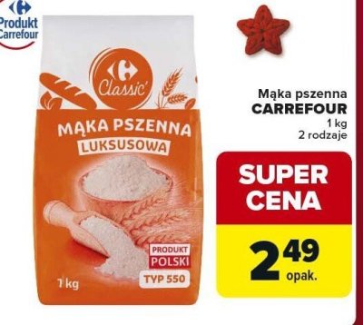 Mąka pszenna luksusowa CARREFOUR 1kg promocja w Globi