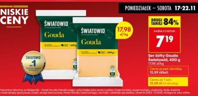 Ser żółty Gouda Światowid promocja w Biedronka
