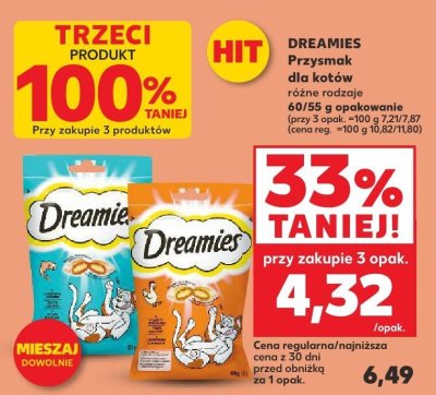 Przysmak dla kotów DREAMIES różne rodzaje promocja w Kaufland