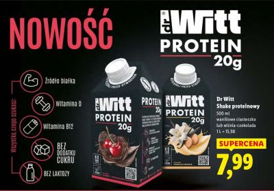 Shake proteinowy Dr Witt wiśnia czekolada promocja w Lidl