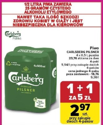 Piwo CARLSBERG PILSNER promocja w Carrefour